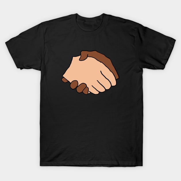 Black and White Handshake Anti-Racist T-Shirt by Mark Ewbie